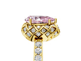 Yellow gold Fancy Pink Pear Cut Diamond Scalloped Halo Engagement Ring with Round Shared Prong Band_17