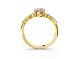 Yellow gold Fancy Pink Pear Cut Diamond Scattered Round Accent Ring with Prong Setting_15