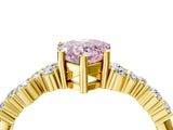 Yellow gold Fancy Pink Pear Cut Diamond Scattered Round Accent Ring with Prong Setting_16