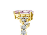 Yellow gold Fancy Pink Pear Cut Diamond Scattered Round Accent Ring with Prong Setting_17