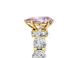 Yellow gold Fancy Pink Pear Cut Diamond Side Stone Engagement Ring with Four-Prong Setting_41
