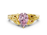 Yellow gold Fancy Pink Pear Cut Diamond Solitaire Celtic Knot Ring with Four-Prong Setting_41