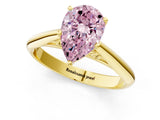 Yellow gold Fancy Pink Pear Cut Diamond Solitaire Engagement Ring with Cathedral Setting and Four-Prong Mount_133