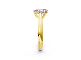 Yellow gold Fancy Pink Pear Cut Diamond Solitaire Engagement Ring with Cathedral Setting and Four-Prong Mount_134