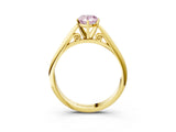 Yellow gold Fancy Pink Pear Cut Diamond Solitaire Engagement Ring with Cathedral Setting and Four-Prong Mount_135