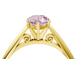 Yellow gold Fancy Pink Pear Cut Diamond Solitaire Engagement Ring with Cathedral Setting and Four-Prong Mount_136