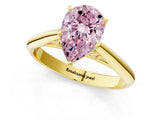 Yellow gold Fancy Pink Pear Cut Diamond Solitaire Engagement Ring with Cathedral Setting and Four-Prong Mount_25