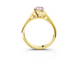 Yellow gold Fancy Pink Pear Cut Diamond Solitaire Engagement Ring with Cathedral Setting and Four-Prong Mount_33