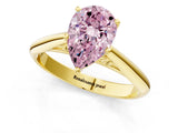 Yellow gold Fancy Pink Pear Cut Diamond Solitaire Engagement Ring with Cathedral Setting and Four-Prong Mount_79