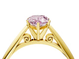 Yellow gold Fancy Pink Pear Cut Diamond Solitaire Engagement Ring with Cathedral Setting and Four-Prong Mount_82