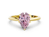 Yellow gold Fancy Pink Pear Cut Diamond Solitaire Engagement Ring with Classic Band and Four-Prong Setting_87