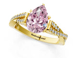 Yellow gold Fancy Pink Pear Cut Diamond Solitaire Engagement Ring with Twisted Pavé Band and Four-Prong Setting_45