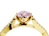 Yellow gold Fancy Pink Pear Cut Diamond Solitaire Engagement Ring with Twisted Pavé Band and Four-Prong Setting_48