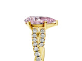 Yellow gold Fancy Pink Pear Cut Diamond Solitaire Engagement Ring with Twisted Pavé Band and Four-Prong Setting_49
