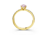 Yellow gold Fancy Pink Pear Cut Diamond Solitaire Pavé Engagement Ring with Round Band and Prong Setting_46