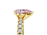 Yellow gold Fancy Pink Pear Cut Diamond Solitaire Pavé Engagement Ring with Round Band and Prong Setting_48