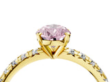 Yellow gold Fancy Pink Pear Cut Diamond Solitaire Pavé Engagement Ring with Round Band and Prong Setting_65