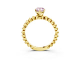 Yellow gold Fancy Pink Pear Cut Diamond Solitaire Ring with Beaded Band and Prong Setting_295