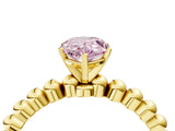 Yellow gold Fancy Pink Pear Cut Diamond Solitaire Ring with Beaded Band and Prong Setting_296