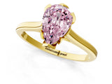 Yellow gold Fancy Pink Pear Cut Diamond Solitaire Ring with Flower Prong Setting and Classic Band_115