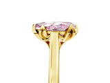 Yellow gold Fancy Pink Pear Cut Diamond Solitaire Ring with Flower Prong Setting and Classic Band_119