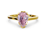 Yellow gold Fancy Pink Pear Cut Diamond Solitaire Ring with Flower Prong Setting and Classic Band_36