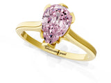 Yellow gold Fancy Pink Pear Cut Diamond Solitaire Ring with Flower Prong Setting and Classic Band_37