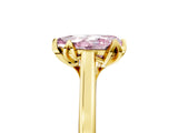 Yellow gold Fancy Pink Pear Cut Diamond Solitaire Ring with Flower Prong Setting and Classic Band_41