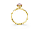 Yellow gold Fancy Pink Pear Cut Diamond Solitaire Ring with Four-Prong Setting and Pavé Band_6