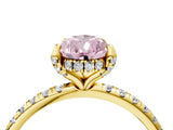 Yellow gold Fancy Pink Pear Cut Diamond Solitaire Ring with Four-Prong Setting and Pavé Band_7