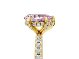 Yellow gold Fancy Pink Pear Cut Diamond Solitaire Ring with Four-Prong Setting and Pavé Band_8
