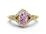 Yellow gold Fancy Pink Pear Cut Diamond Solitaire Ring with Hidden Halo and Pavé Band_27