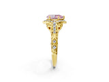 Yellow gold Fancy Pink Pear Cut Diamond Solitaire Ring with Hidden Halo and Pavé Band_29