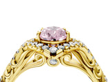 Yellow gold Fancy Pink Pear Cut Diamond Solitaire Ring with Hidden Halo and Pavé Band_31