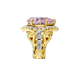 Yellow gold Fancy Pink Pear Cut Diamond Solitaire Ring with Hidden Halo and Pavé Band_32