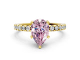 Yellow gold Fancy Pink Pear Cut Diamond Solitaire Ring with Pavé Band and Four-Prong Setting_58