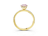 Yellow gold Fancy Pink Pear Cut Diamond Solitaire Ring with Pavé Band and Hidden Halo_24