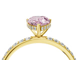 Yellow gold Fancy Pink Pear Cut Diamond Solitaire Ring with Pavé Band and Hidden Halo_25