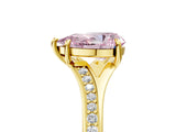 Yellow gold Fancy Pink Pear Cut Diamond Solitaire Ring with Pavé Band and Prong Setting_17