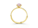 Yellow gold Fancy Pink Pear Cut Diamond Solitaire Ring with Pave Band and Four Prong Setting_120