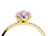 Yellow gold Fancy Pink Pear Cut Diamond Solitaire Ring with Pave Band and Four Prong Setting_121