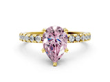 Yellow gold Fancy Pink Pear Cut Diamond Solitaire Ring with Round  Pavé Band and Four-Prong Setting_36