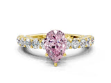 Yellow gold Fancy Pink Pear Cut Diamond Solitaire Ring with Shared Prong Pavé Band and Four-Prong Setting_63