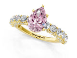 Yellow gold Fancy Pink Pear Cut Diamond Solitaire Ring with Shared Prong Pavé Band and Four-Prong Setting_64