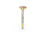 Yellow gold Fancy Pink Pear Cut Diamond Solitaire Ring with Shared Prong Pavé Band and Four-Prong Setting_65