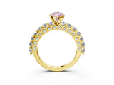Yellow gold Fancy Pink Pear Cut Diamond Solitaire Ring with Shared Prong Pavé Band and Four-Prong Setting_66