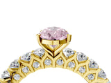 Yellow gold Fancy Pink Pear Cut Diamond Solitaire Ring with Shared Prong Pavé Band and Four-Prong Setting_67