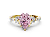 Yellow gold Fancy Pink Pear Cut Diamond Solitaire Ring with Side Stones and Four-Prong Setting_57