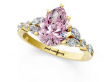 Yellow gold Fancy Pink Pear Cut Diamond Solitaire Ring with Side Stones and Four-Prong Setting_58