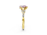 Yellow gold Fancy Pink Pear Cut Diamond Solitaire Ring with Side Stones and Four-Prong Setting_59
